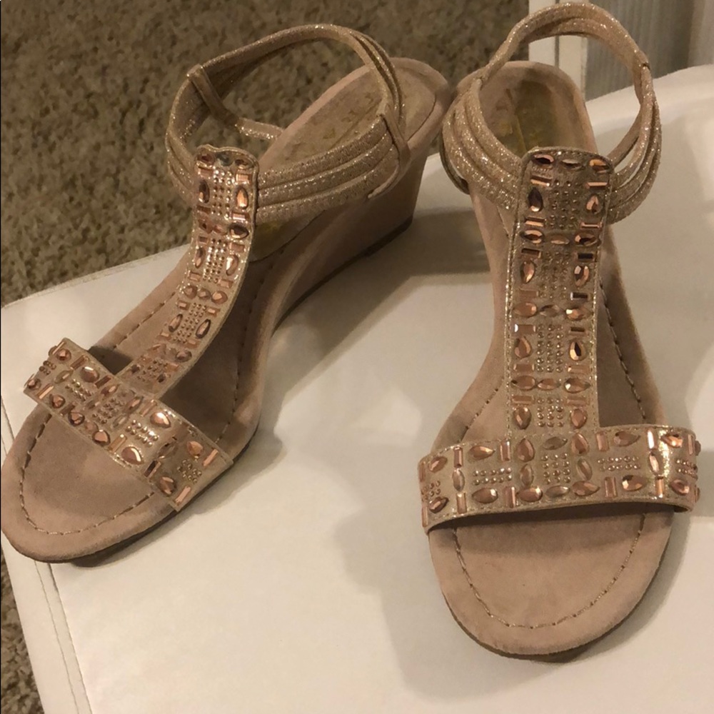 Pink wedge sandals